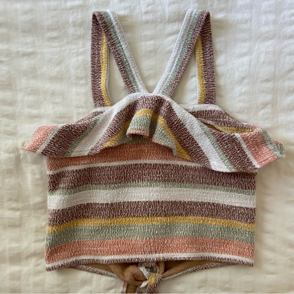 Madewell Texture & Thread Striped Ruffle Tie-Front Tank - Picture 11 of 14